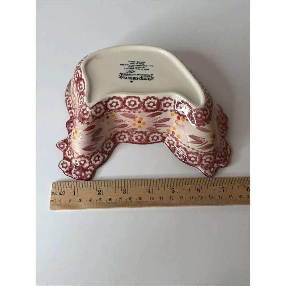 Temp-tations Old World Red Chicken Hen Bowl Stoneware Ovenware Farmhouse 0.5 Qt